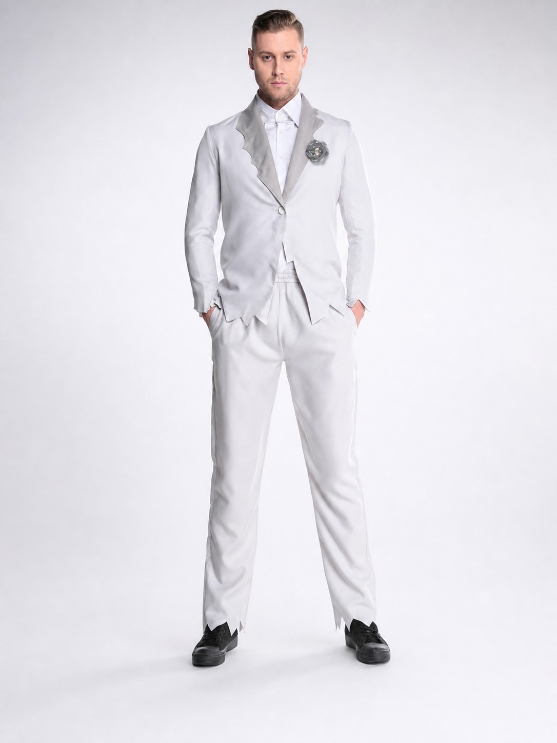 Wedding Suit with Shirt, Bow Tie, and Brooch