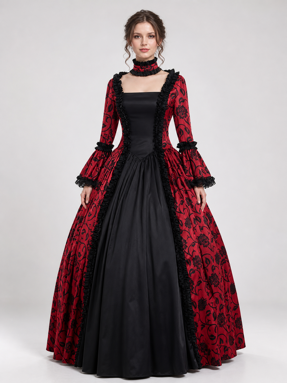Victorian-Style Gothic Dress with Ruffles