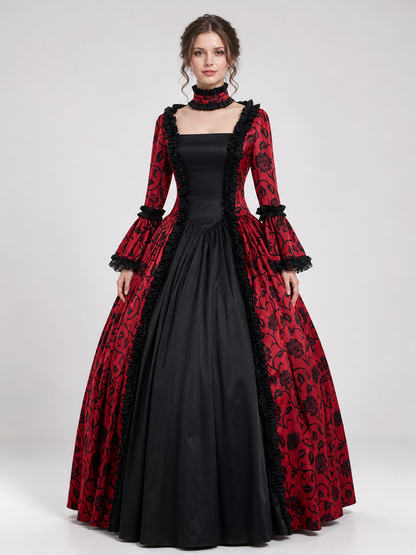Victorian-Style Gothic Dress with Ruffles