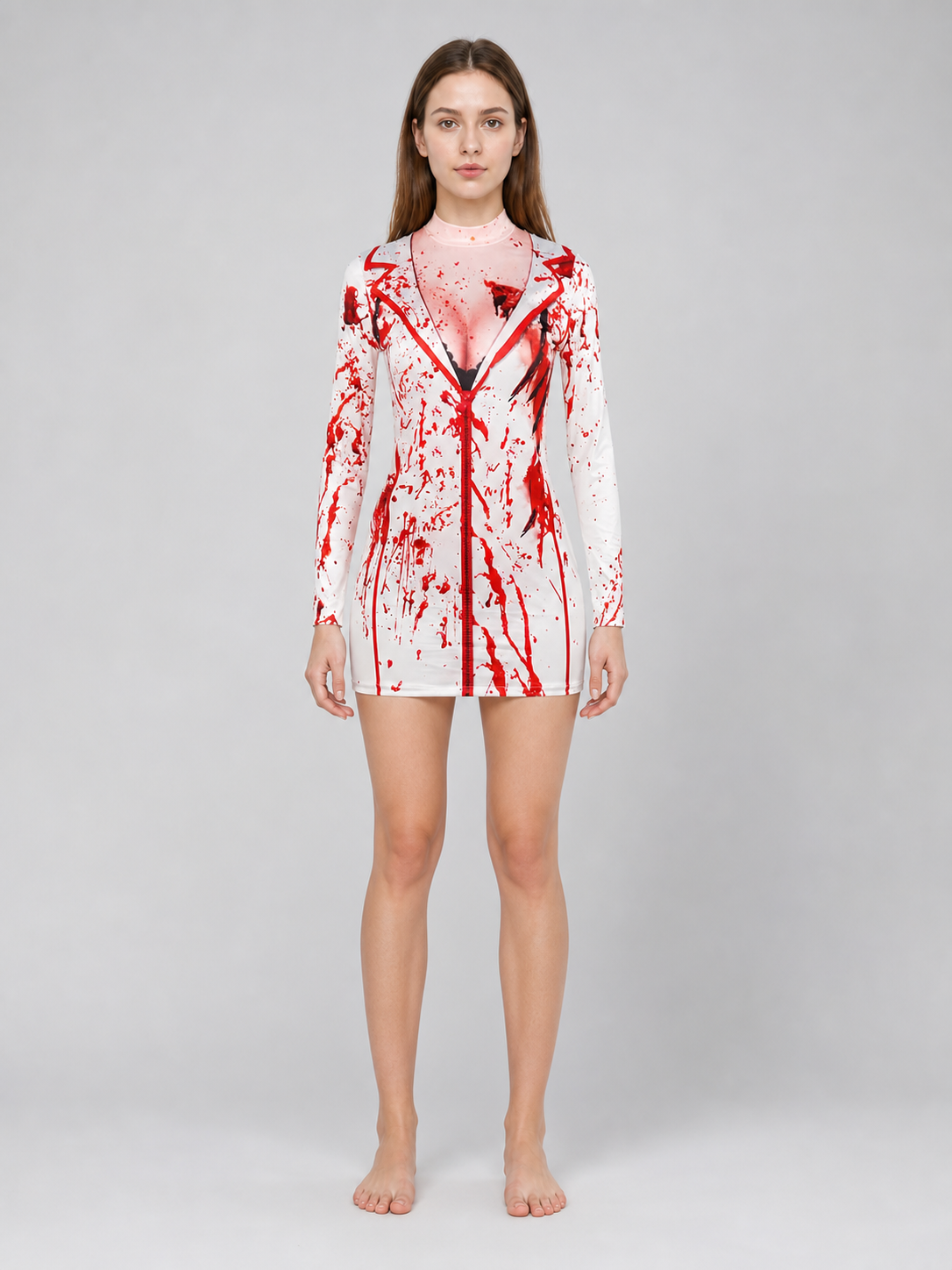 Costume Top with Blood Splatter, Long Sleeve