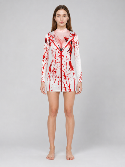 Costume Top with Blood Splatter, Long Sleeve