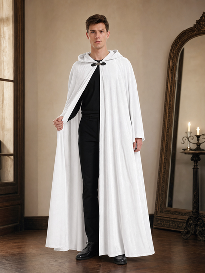 Long White Hooded Carnival Cloak
