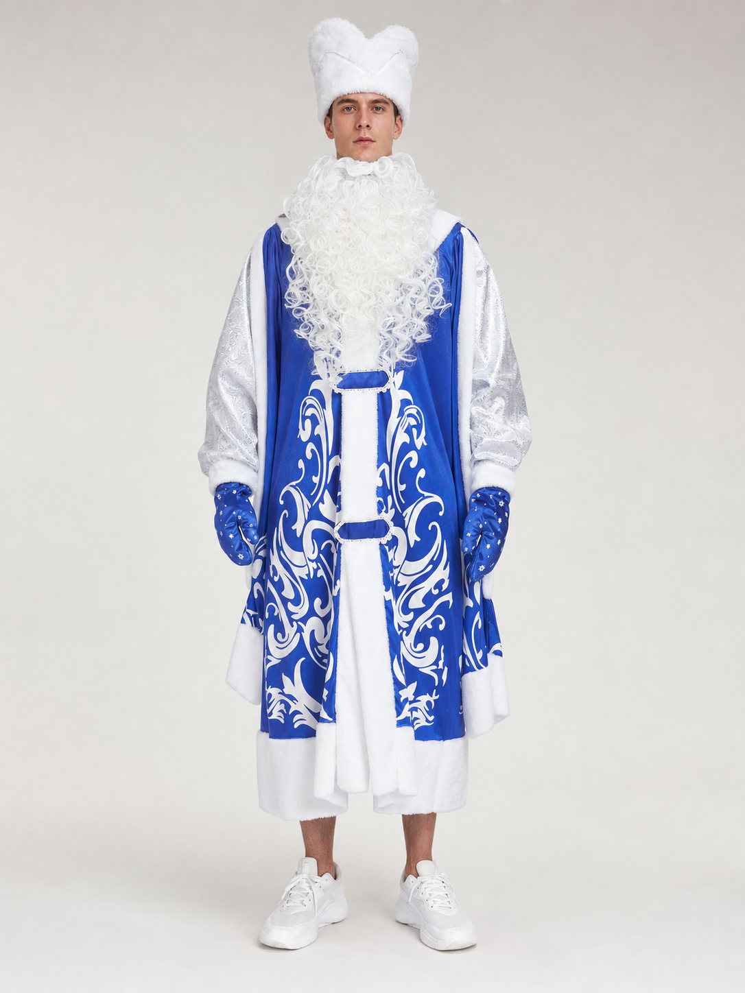 New Year's Santa Claus Costume with Beard and Sack