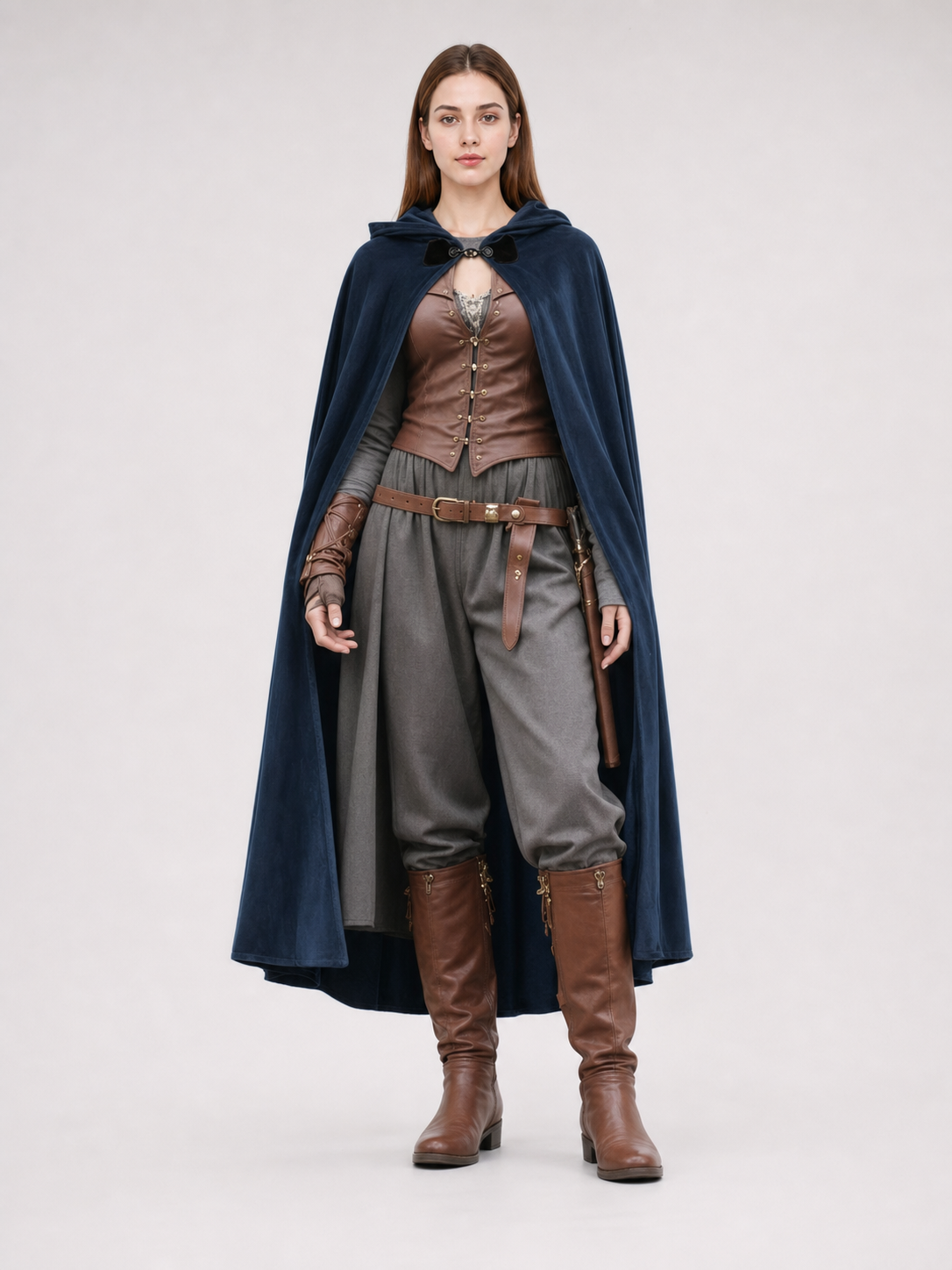 Dark Blue Hooded Costume Cloak