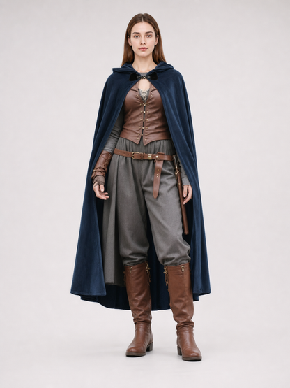 Dark Blue Hooded Costume Cloak