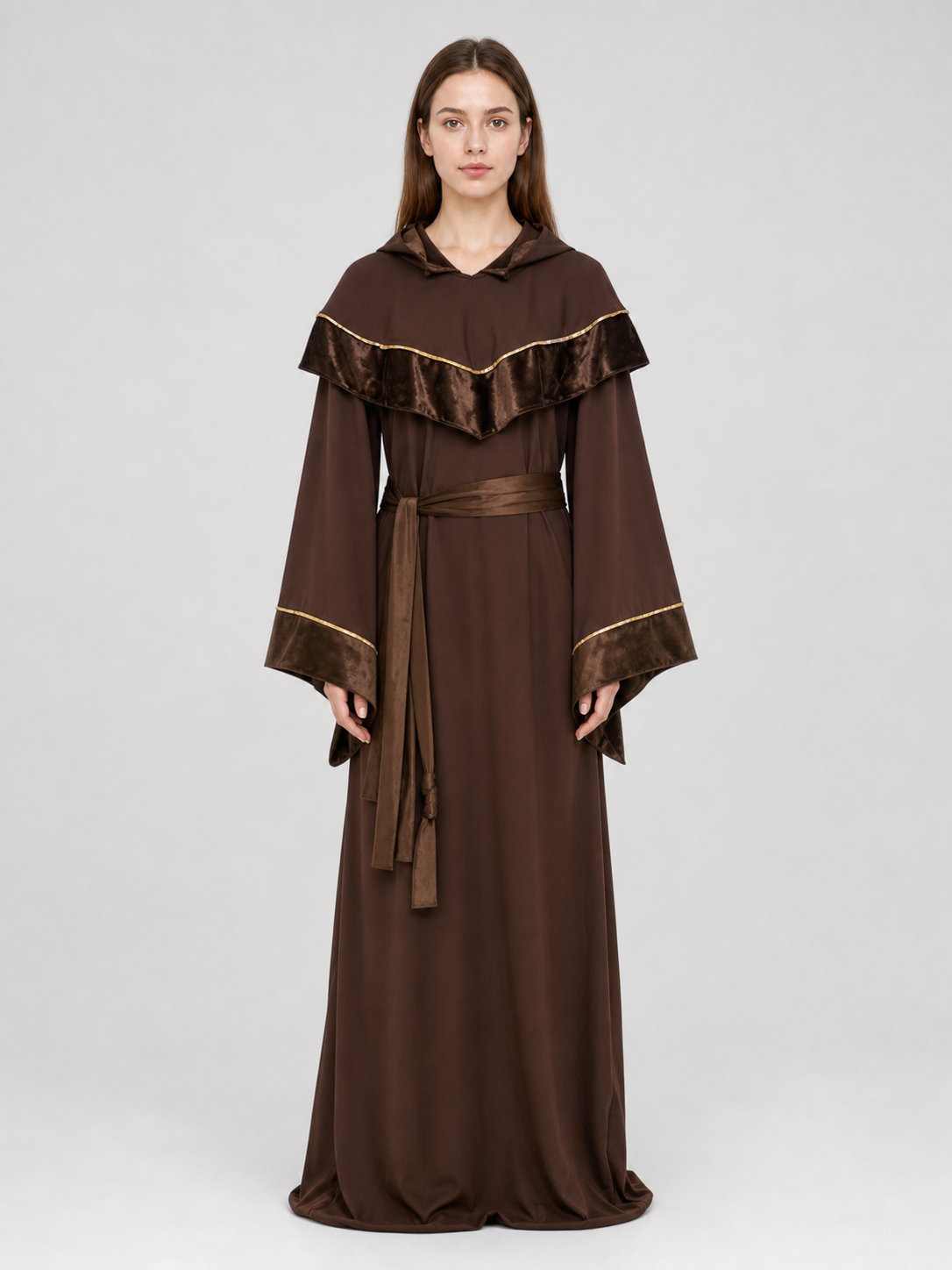 Medieval-style wizard costume with hood