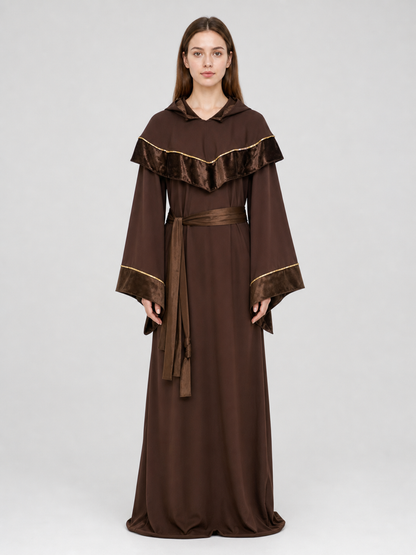 Medieval-style wizard costume with hood