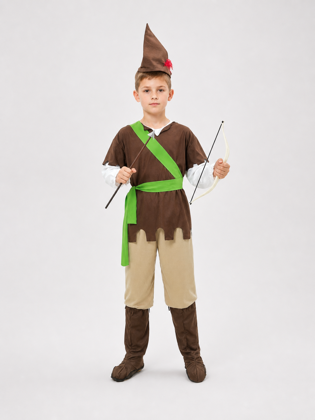 Hunter costume with bow and hat