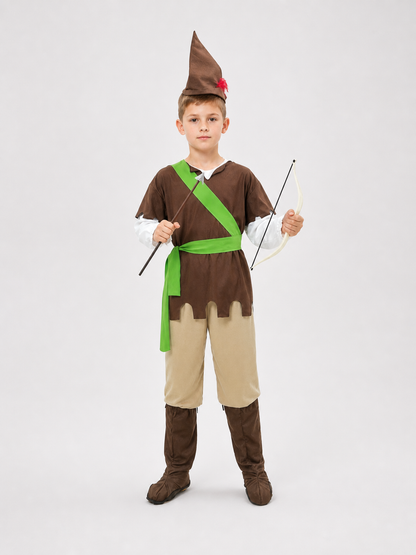 Hunter costume with bow and hat