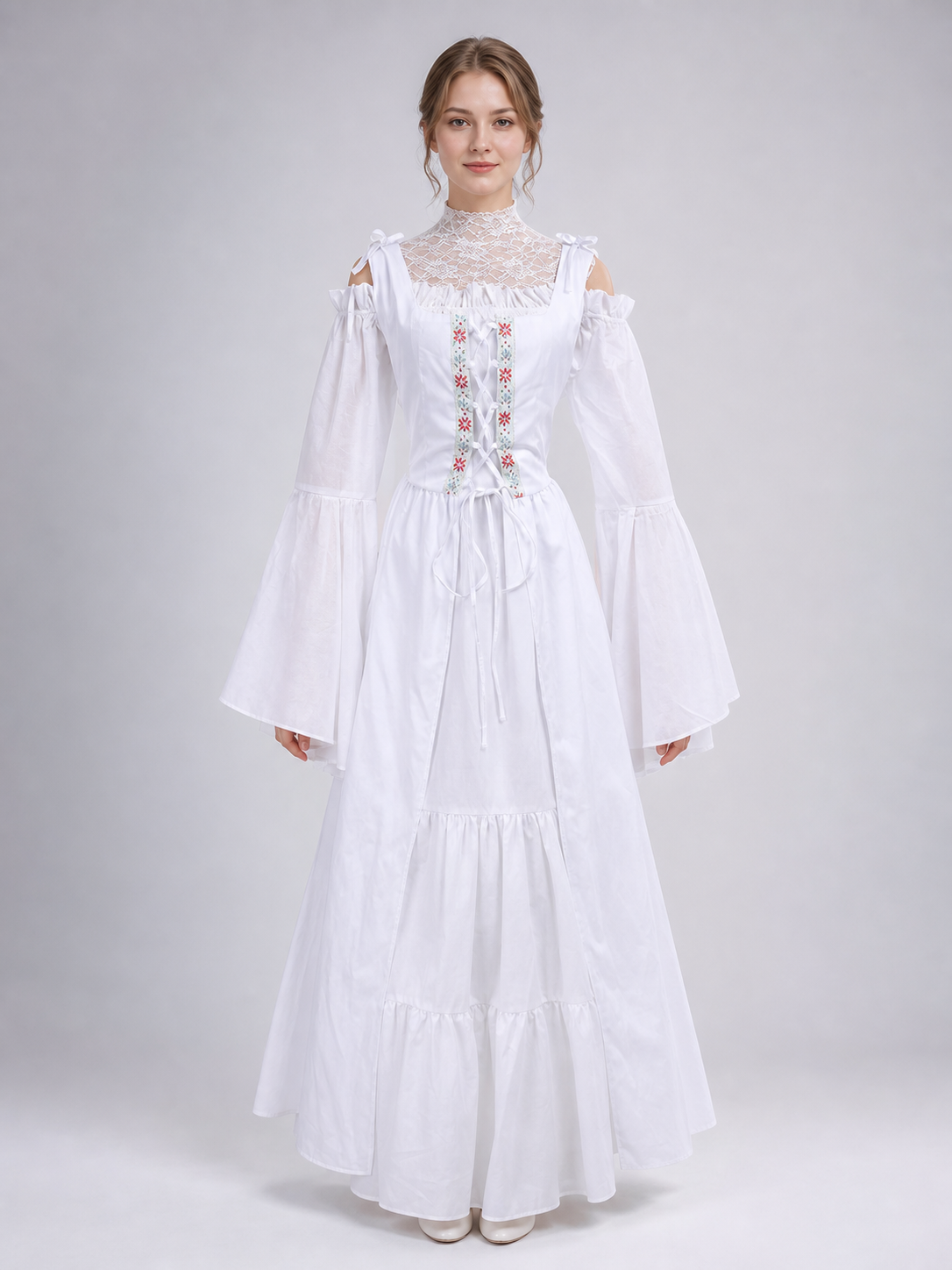 White Palace-Style Cosplay Costume with Corset Bodice
