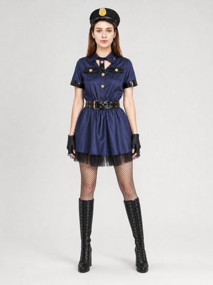 Dark Navy Uniform-Style Costume Dress