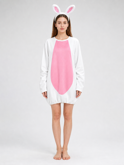 Rabbit Costume with Ears, Tail, and Pink Panel