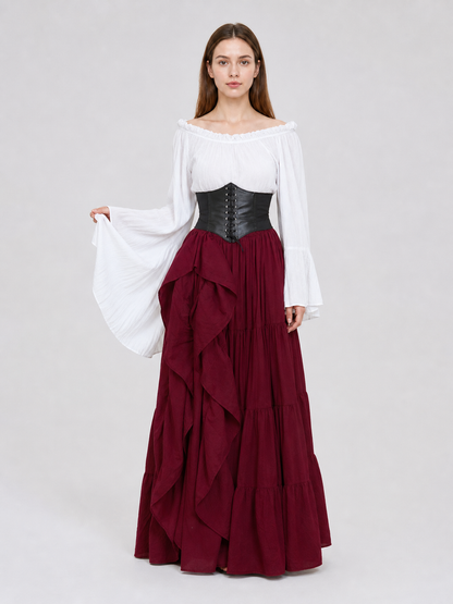 Gothic Costume with Corset and Multi-Tiered Skirt