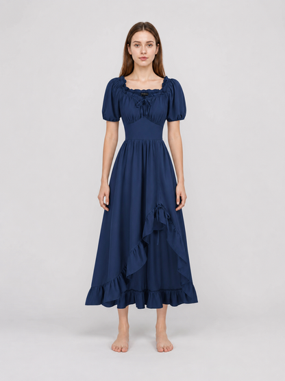 Vintage-style ruffled maxi dress