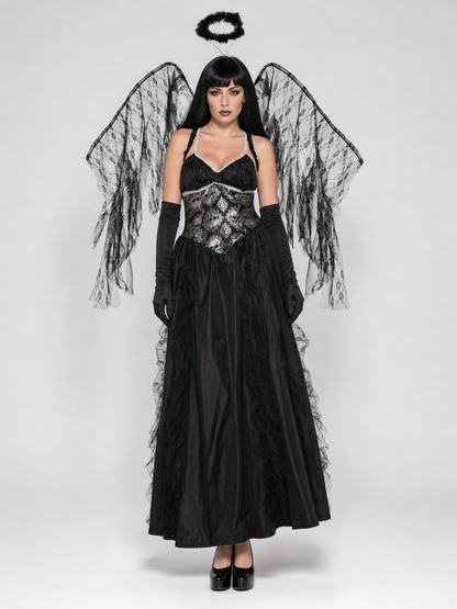Gothic Angel Halloween Costume with Wings