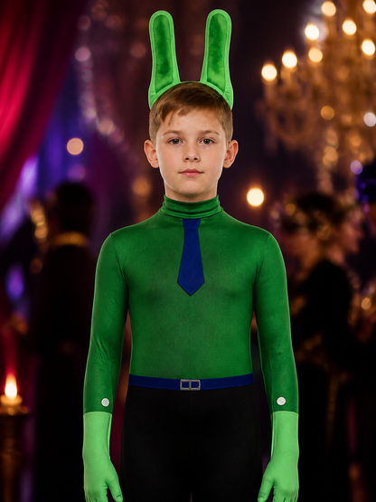 Green Rabbit Costume for Children and Adults for Halloween on-model view 2