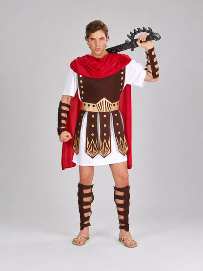 Roman Gladiator Costume with Cape and Accessories