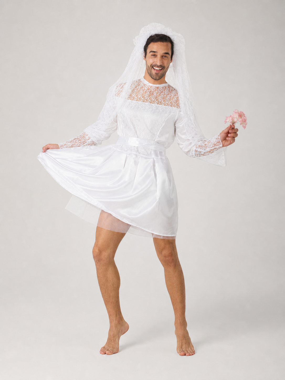 Wedding costume dress with veil for a celebration