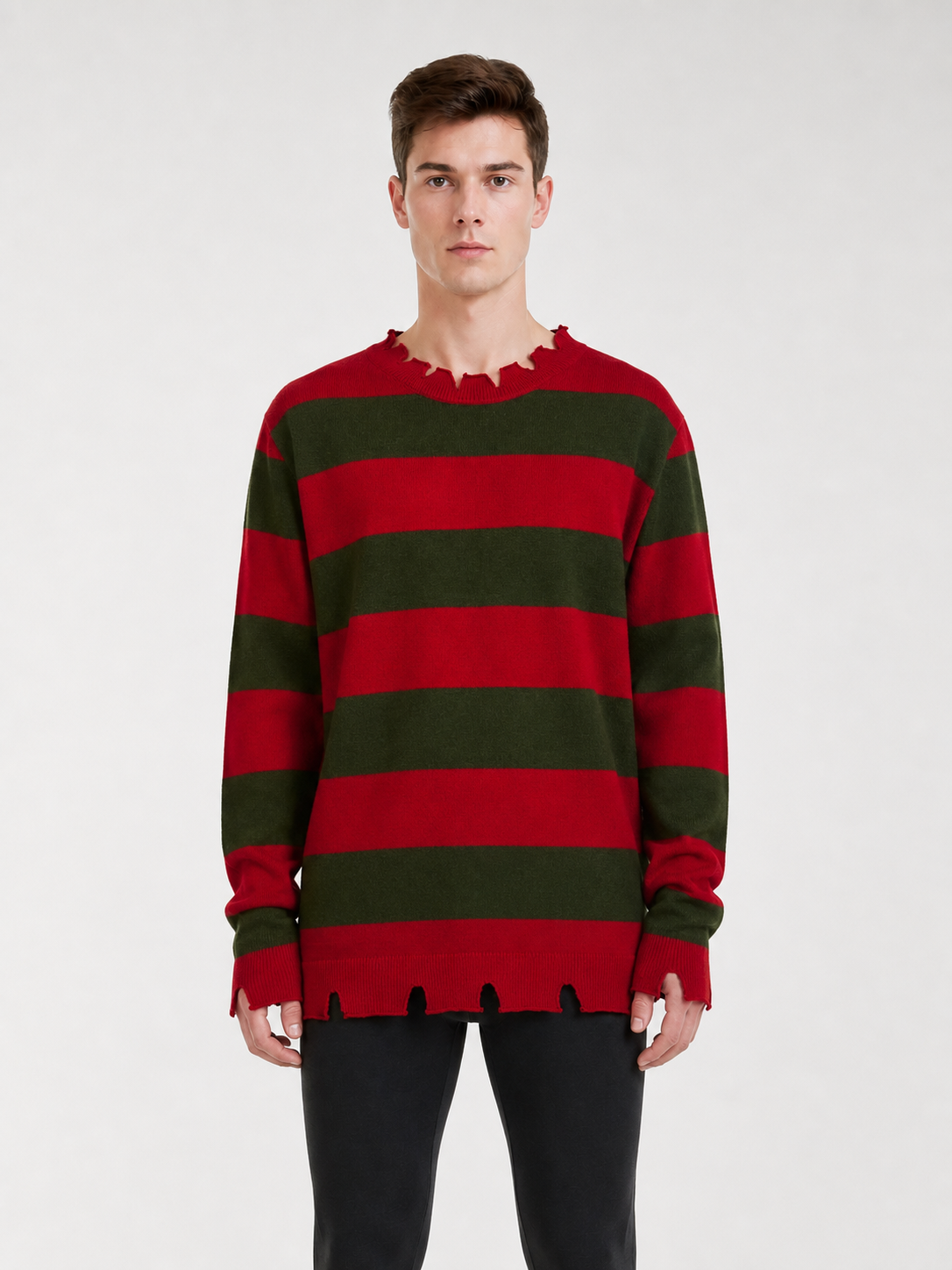 Striped Horror-Style Sweater for Costume Parties