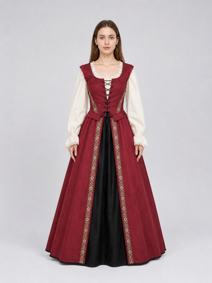 Renaissance-Style Dress with a Square Neckline