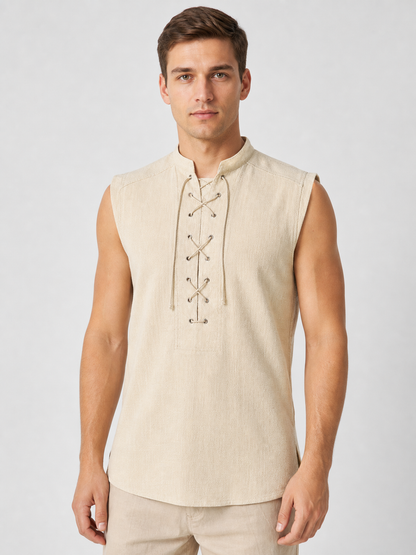 Lace-Up Vest with Stand Collar, Halloween