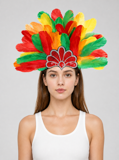 Multicolored Carnival Feather Headpiece