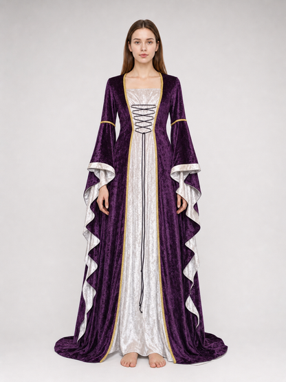 Medieval-Style Dress with Flared Sleeves