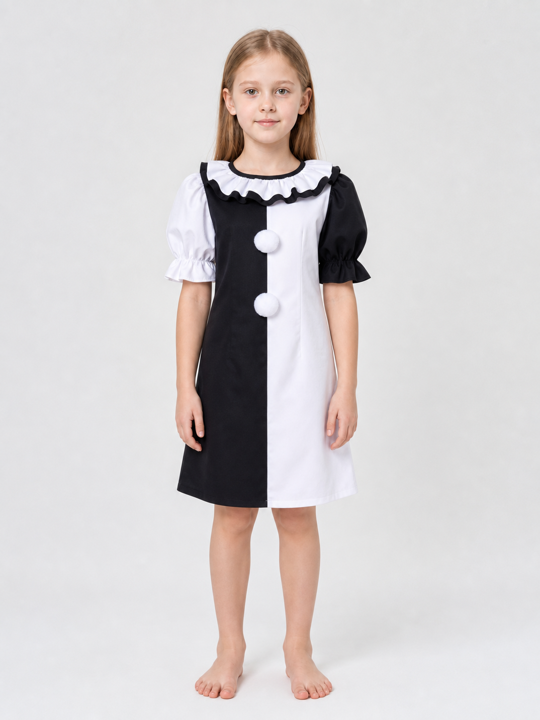 Black and White Clown Costume for Stage and Parties