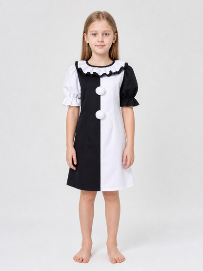 Black and White Clown Costume for Stage and Parties