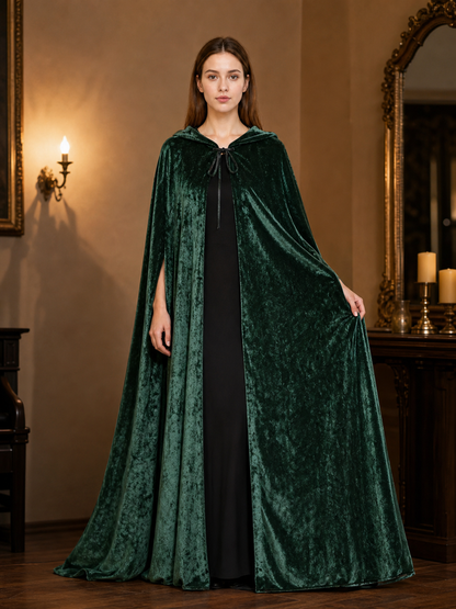 Hooded Dark Green Costume Cloak