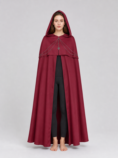 Gothic Hooded Cloak with Pendant for Cosplay