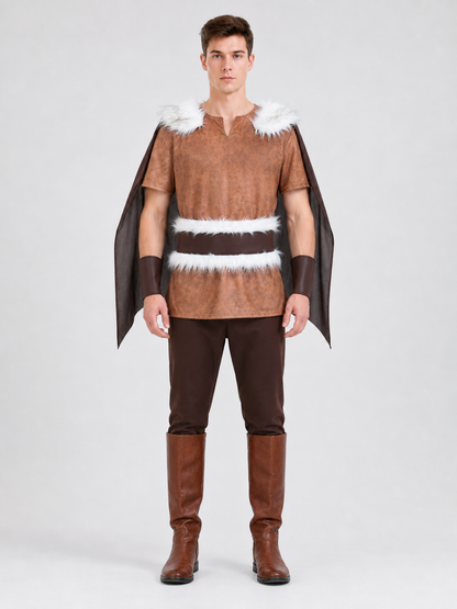 Medieval costume with cloak, belt, and boots