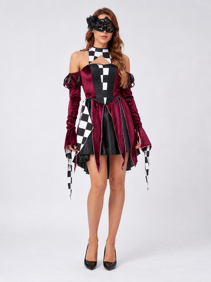 Clown Cosplay Dress with Mask and Accessory