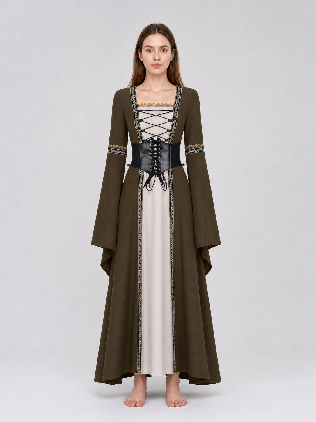 Long Gothic Lace-Up Dress Costume