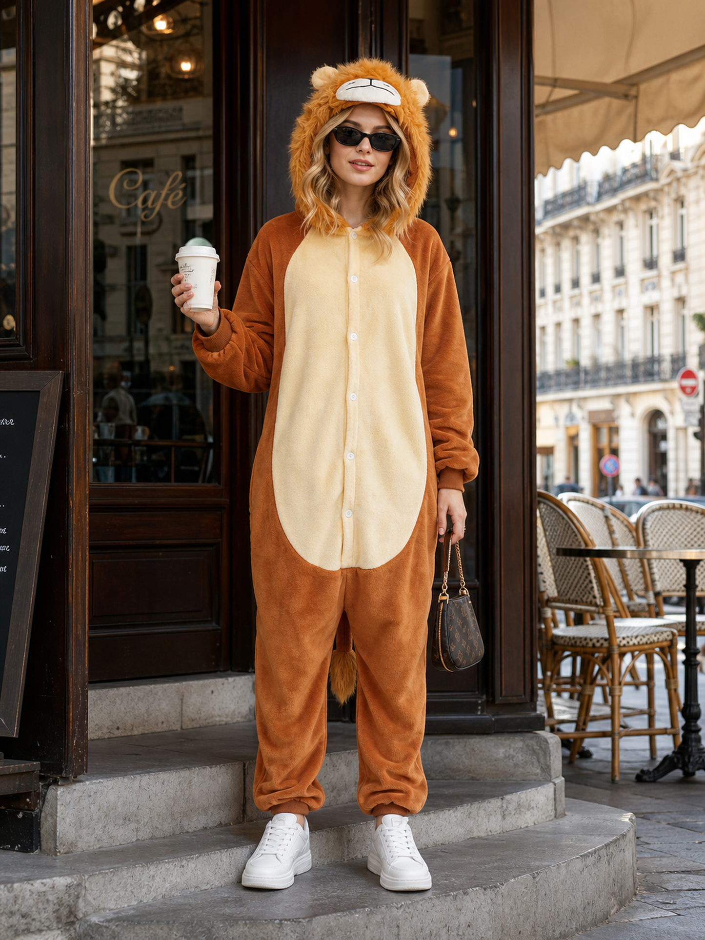 Hooded Lion Kigurumi Jumpsuit Costume