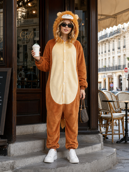 Hooded Lion Kigurumi Jumpsuit Costume