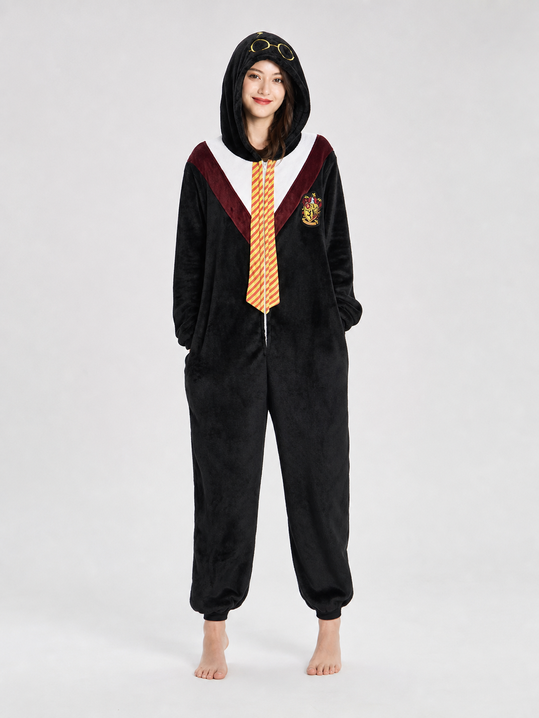 Wizard-Style Hooded Costume Jumpsuit