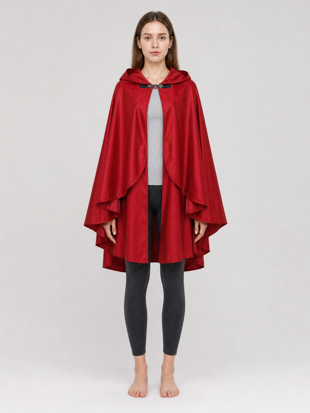 Red medieval carnival cloak with hood