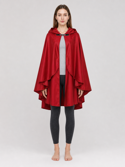 Red medieval carnival cloak with hood