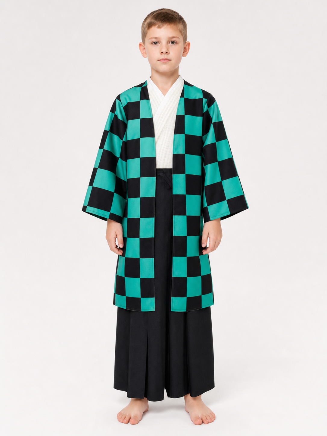 Kids' anime-style plaid jacket, size S