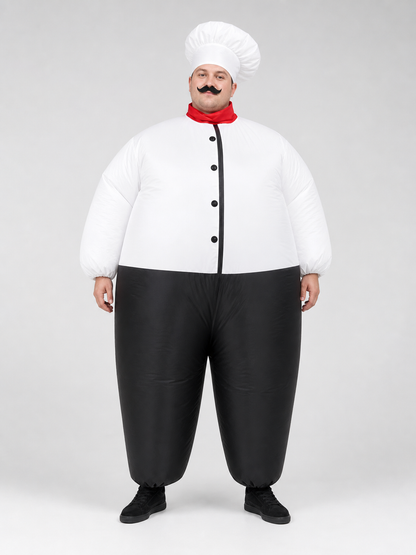 Inflatable Chef Costume with Hat and Mustache