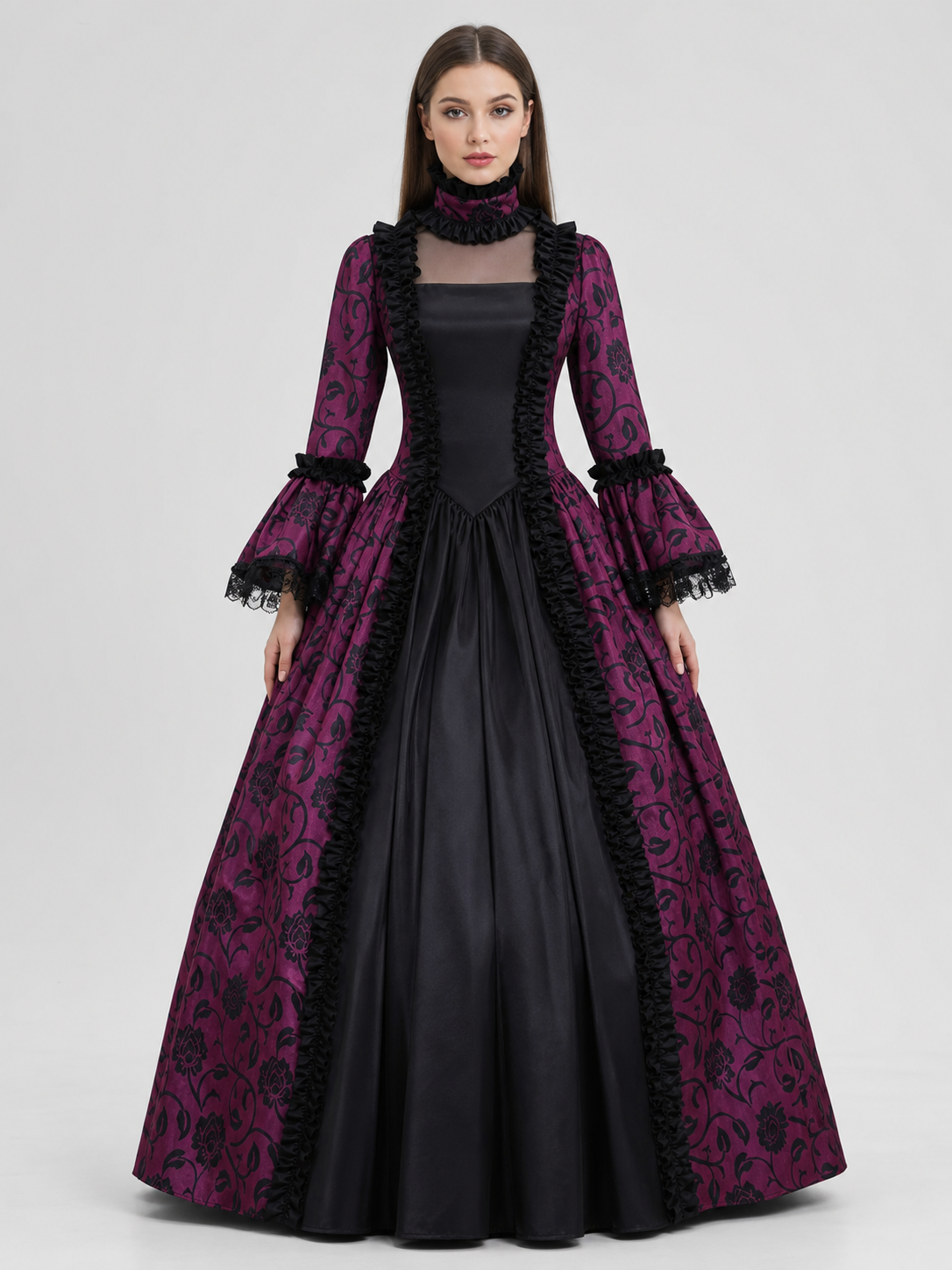 Gothic Victorian-style dress with a full skirt