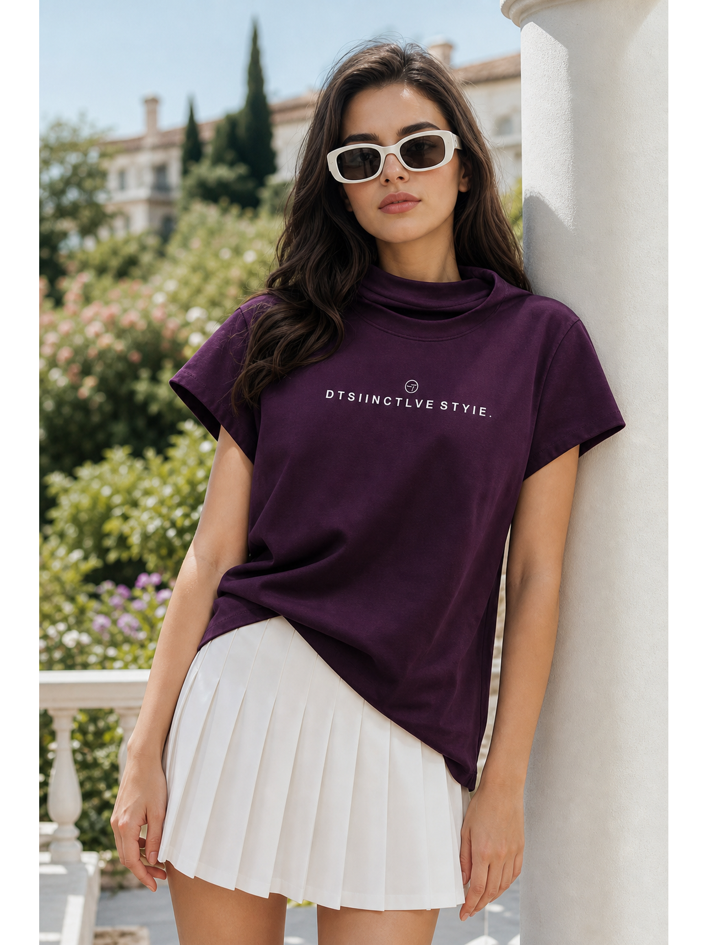 Women's Loose-Fit Printed T-Shirt, Plum Purple