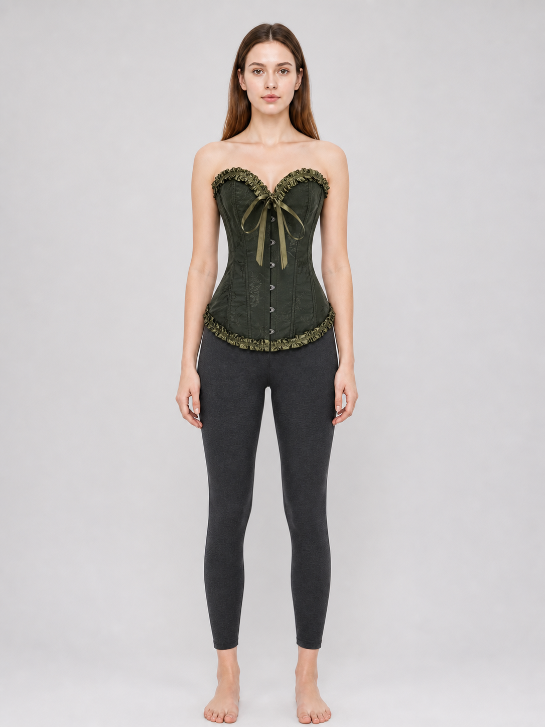 Gothic-style corset top with ruffles