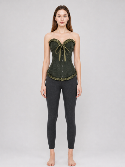 Gothic-style corset top with ruffles