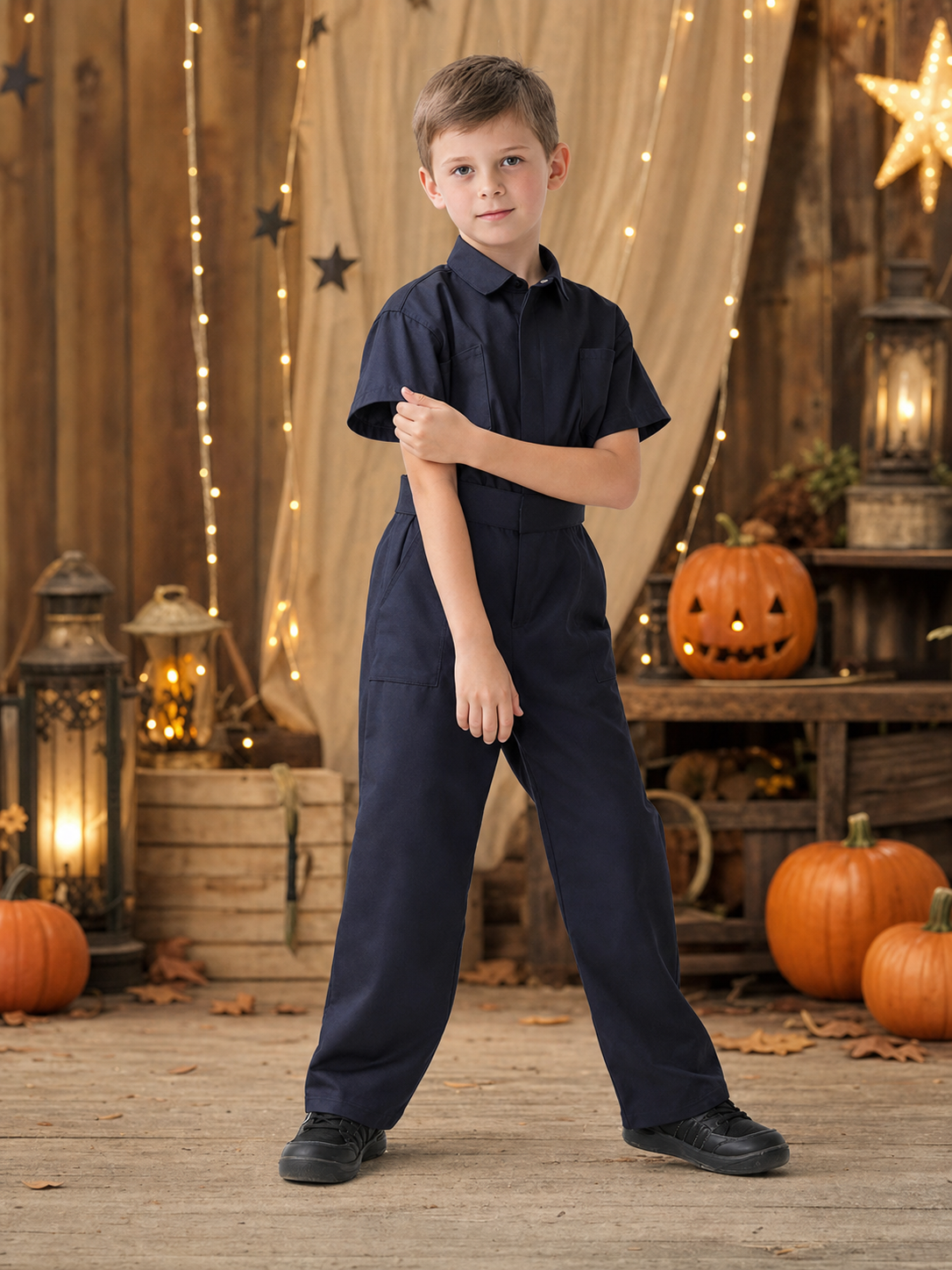 Practical children's short-sleeve jumpsuit