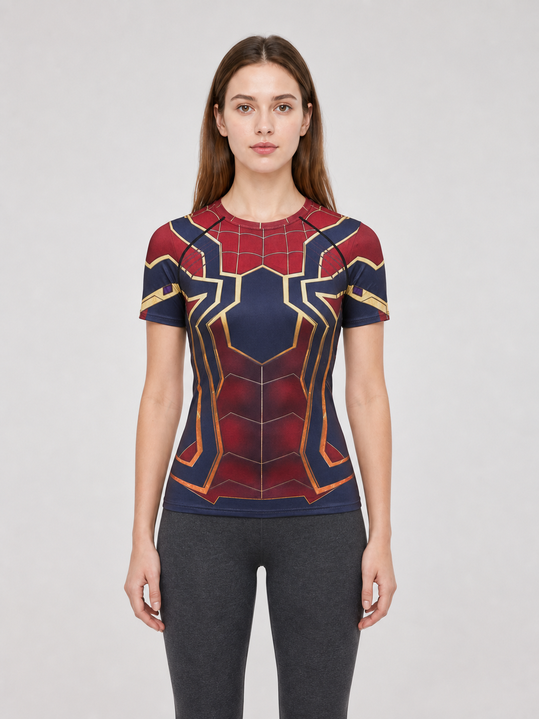 Short-sleeve superhero print cosplay T-shirt