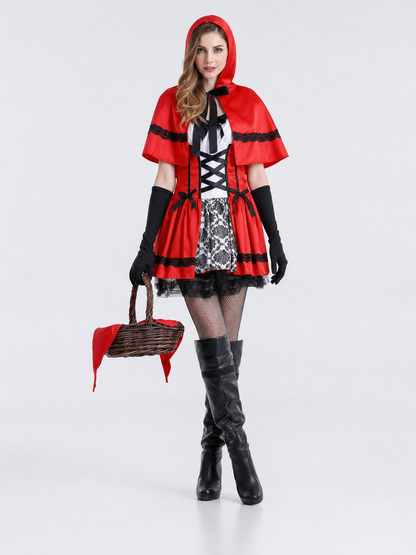 Little Red Riding Hood Costume with Hood and Gloves
