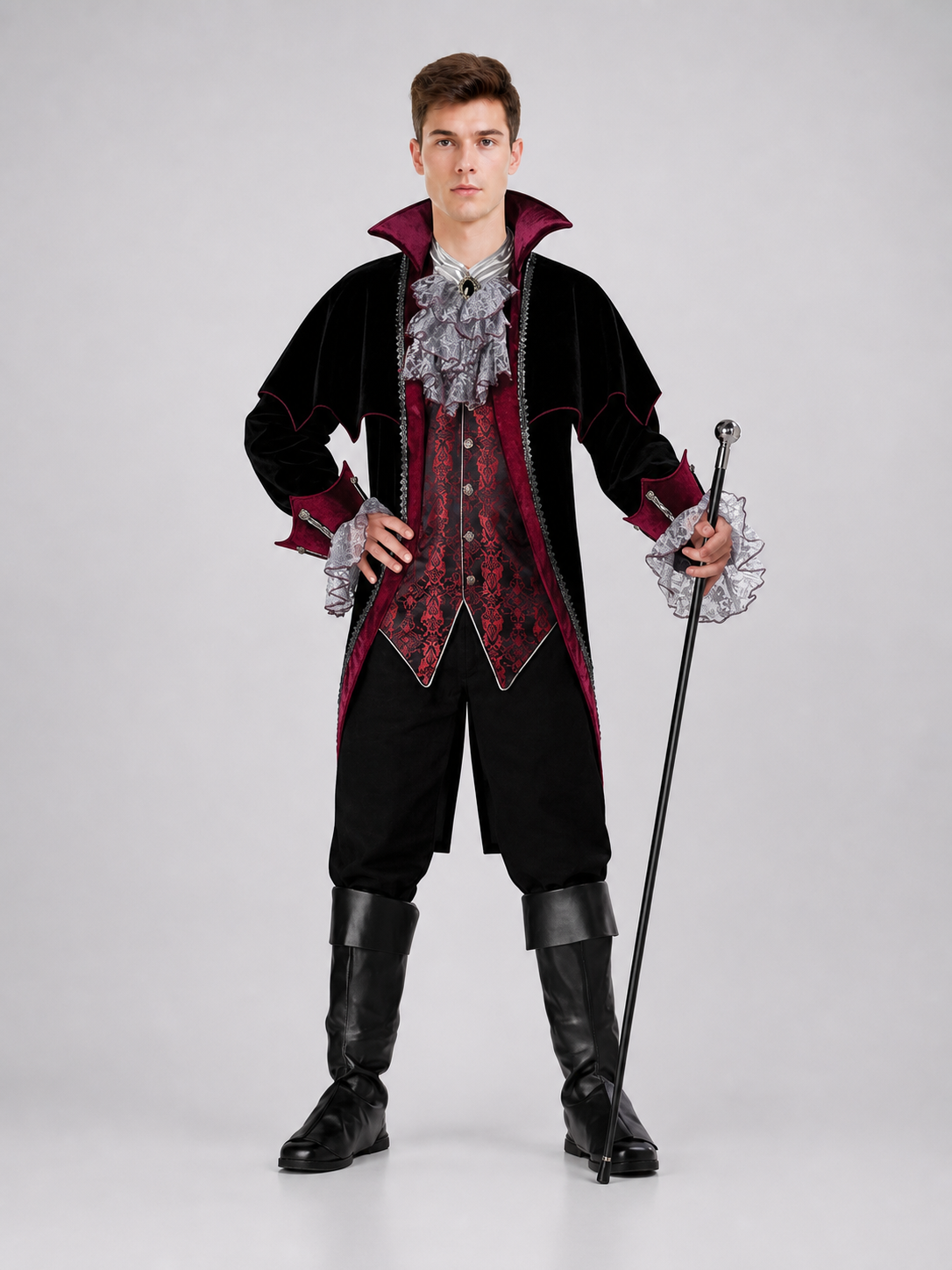 Gothic-Style Vampire Costume with Top Hat