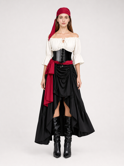 Pirate Costume with Corset and Layered Skirt
